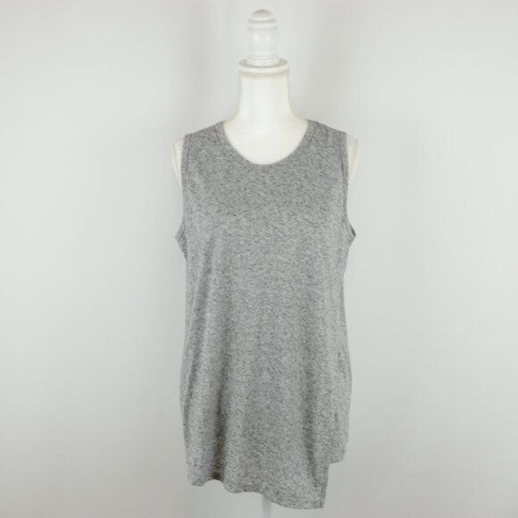 Athleta Get Away Women's Large Gray Heather Scoop Neck Asymmetric Tank Top - Picture 2 of 8